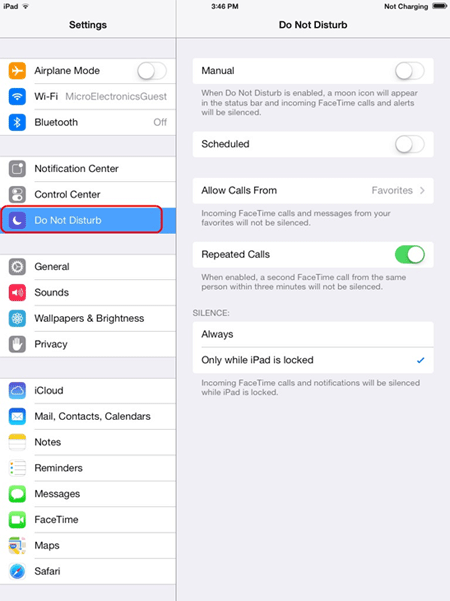 iOS Settings, Do Not Disturb